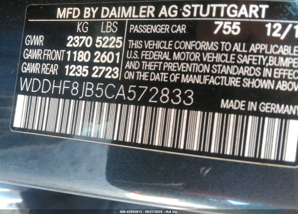 2012 MERCEDES-BENZ E 350 4MATIC VIN: WDDHF8JB5CA572833