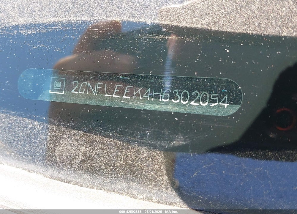 2017 CHEVROLET EQUINOX VIN: 2GNFLEEK4H6302054