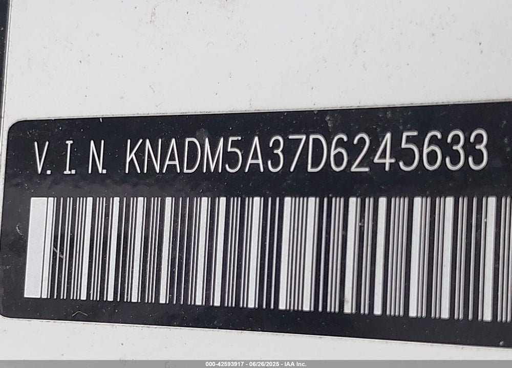 2013 KIA RIO VIN: KNADM5A37D6245633