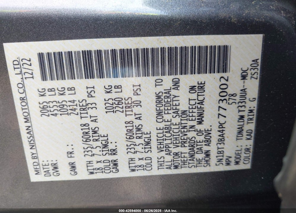 2023 NISSAN ROGUE VIN: 5N1BT3BA4PC773002