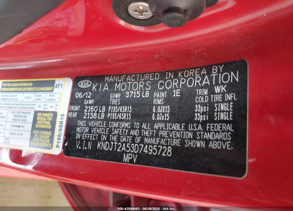 2013 KIA SOUL VIN: KNDJT2A53D7495728