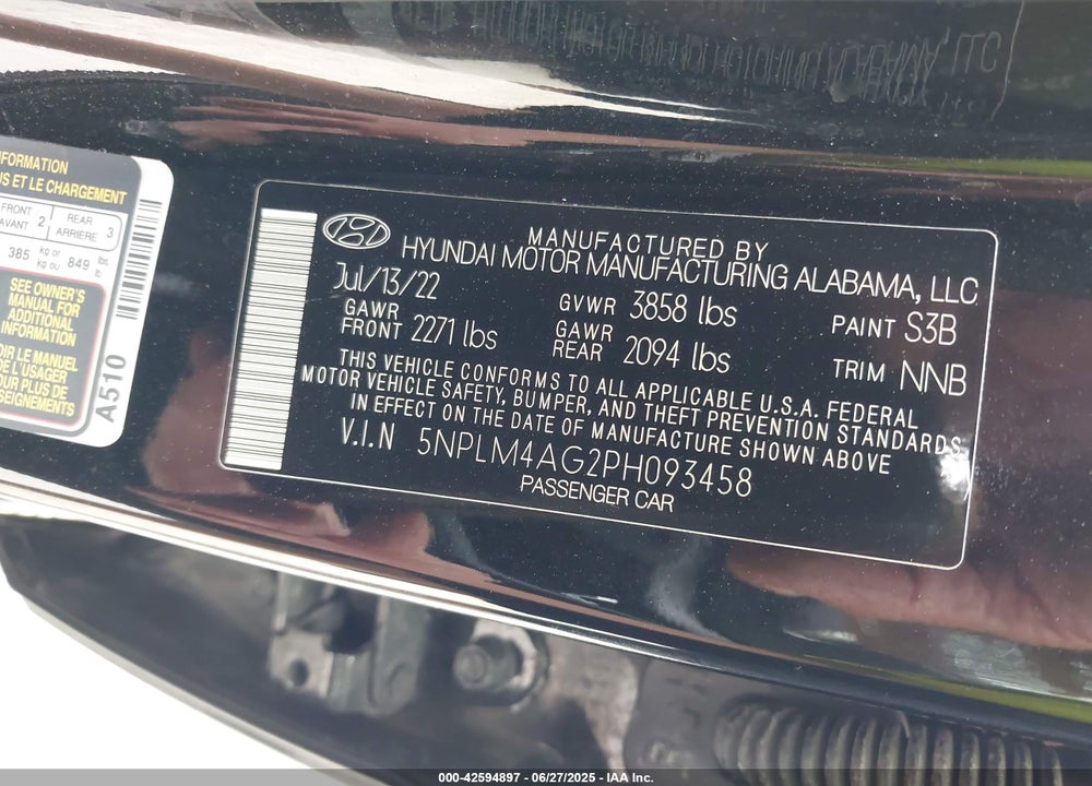 2023 HYUNDAI ELANTRA SEL VIN: 5NPLM4AG2PH093458