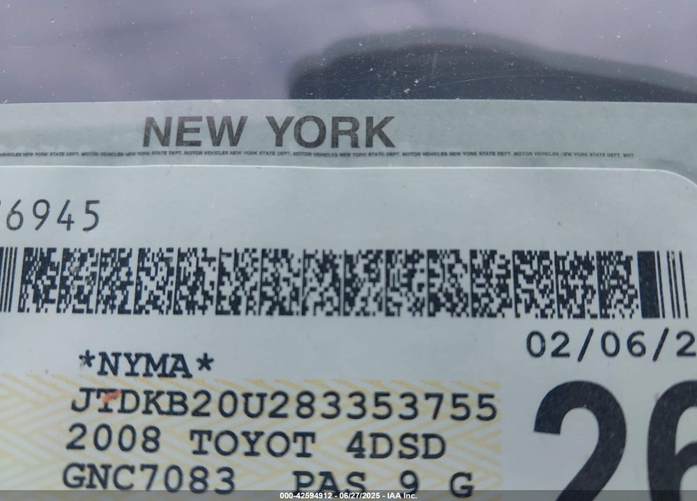 2008 TOYOTA PRIUS VIN: JTDKB20U283353755