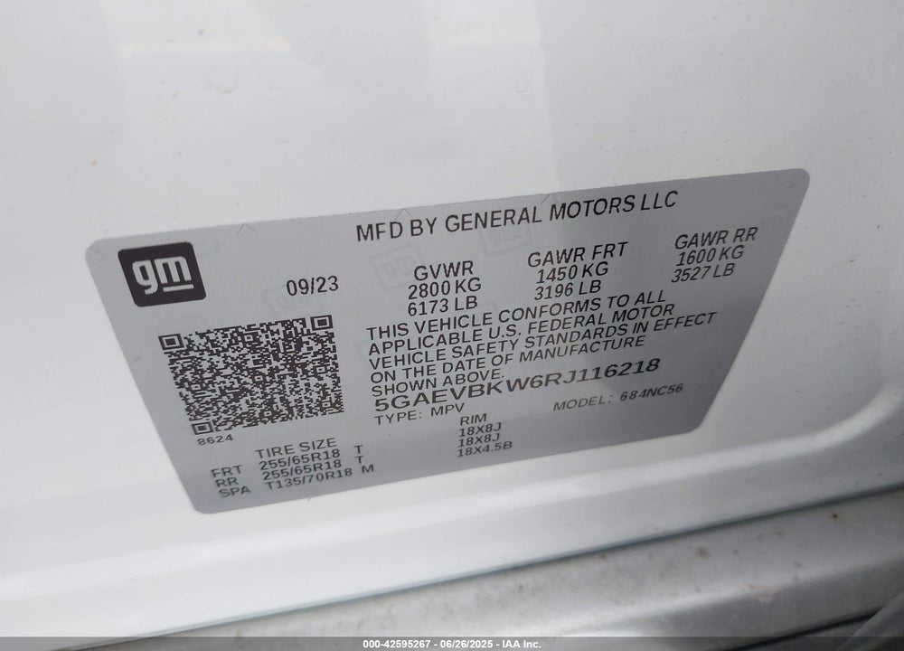 2024 BUICK ENCLAVE VIN: 5GAEVBKW6RJ116218