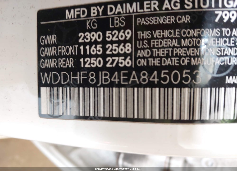 2014 MERCEDES-BENZ E 350 VIN: WDDHF8JB4EA845053