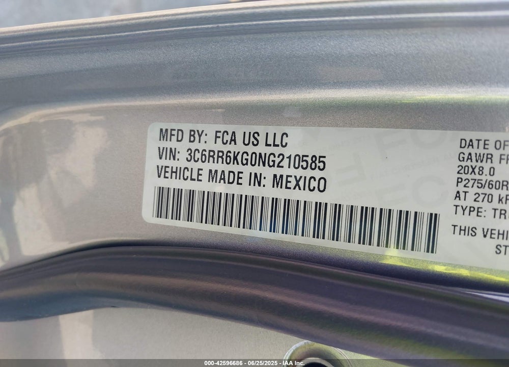 2022 RAM 1500 CLASSIC VIN: 3C6RR6KG0NG210585