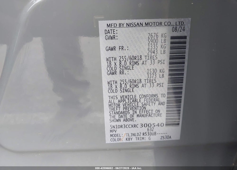 2024 NISSAN PATHFINDER VIN: 5N1DR3CCXRC300540