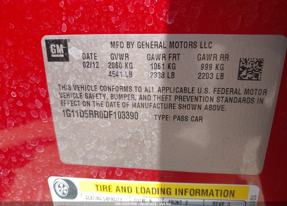 2013 CHEVROLET MALIBU ECO VIN: 1G11D5RR0DF103390