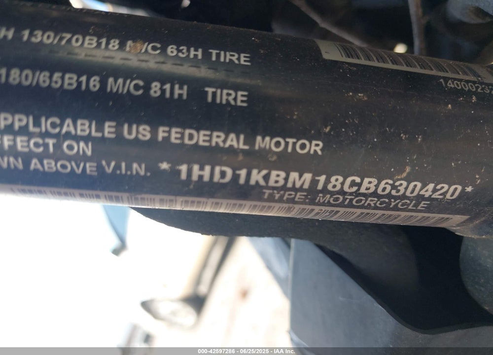 2012 HARLEY-DAVIDSON FLHX VIN: 1HD1KBM18CB630420