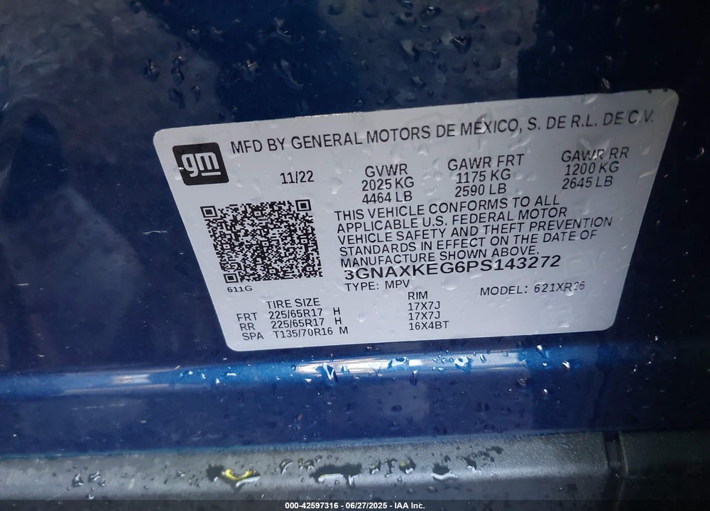2023 CHEVROLET EQUINOX FWD LT VIN: 3GNAXKEG6PS143272