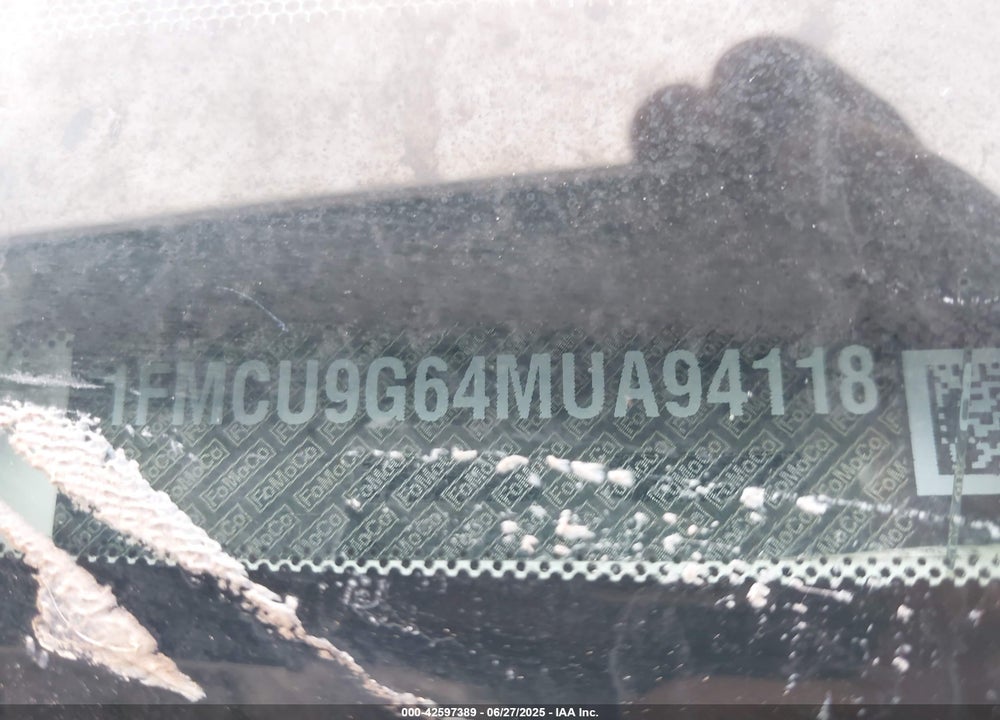 2021 FORD ESCAPE VIN: 1FMCU9G64MUA94118