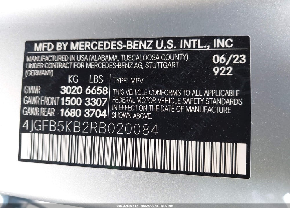 2024 MERCEDES-BENZ GLE CLASS VIN: 4JGFB5KB2RB020084