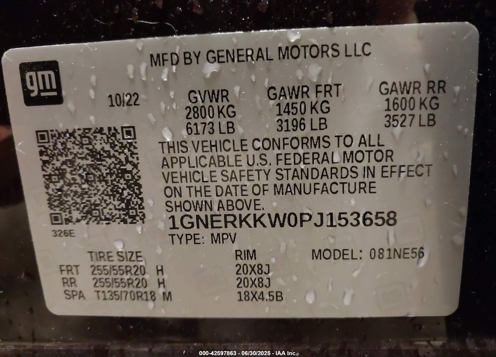 2023 CHEVROLET TRAVERSE VIN: 1GNERKKW0PJ153658