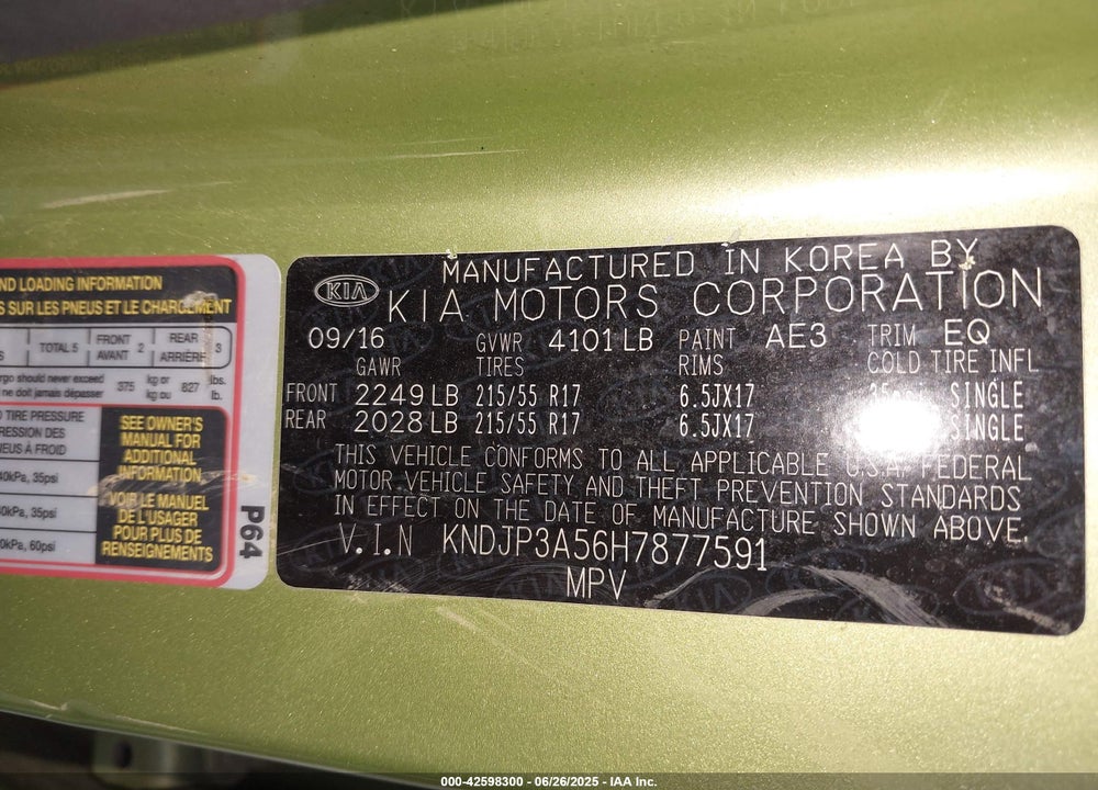 2017 KIA SOUL VIN: KNDJP3A56H7877591