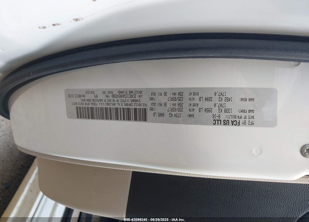 2017 CHRYSLER PACIFICA VIN: 2C4RC1EG4HR543380