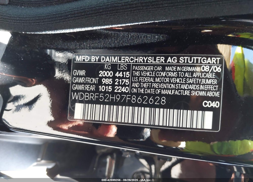2007 MERCEDES-BENZ C 230 SPORT VIN: WDBRF52H97F862628