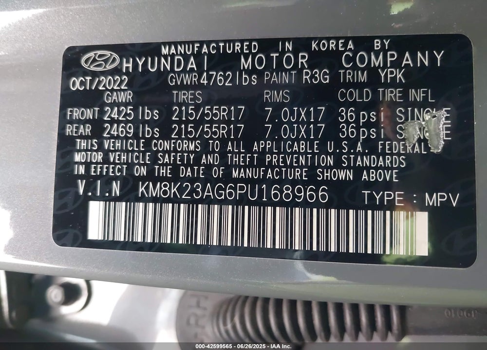 2023 HYUNDAI KONA ELECTRIC SE VIN: KM8K23AG6PU168966