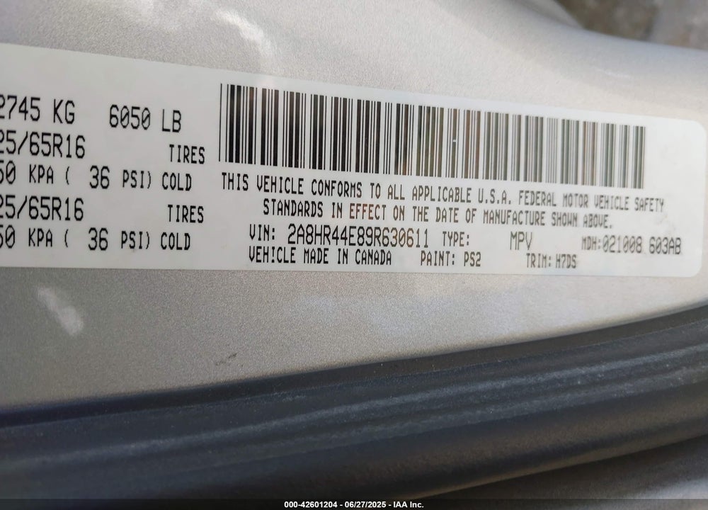 2009 CHRYSLER TOWN & COUNTRY LX VIN: 2A8HR44E89R630611