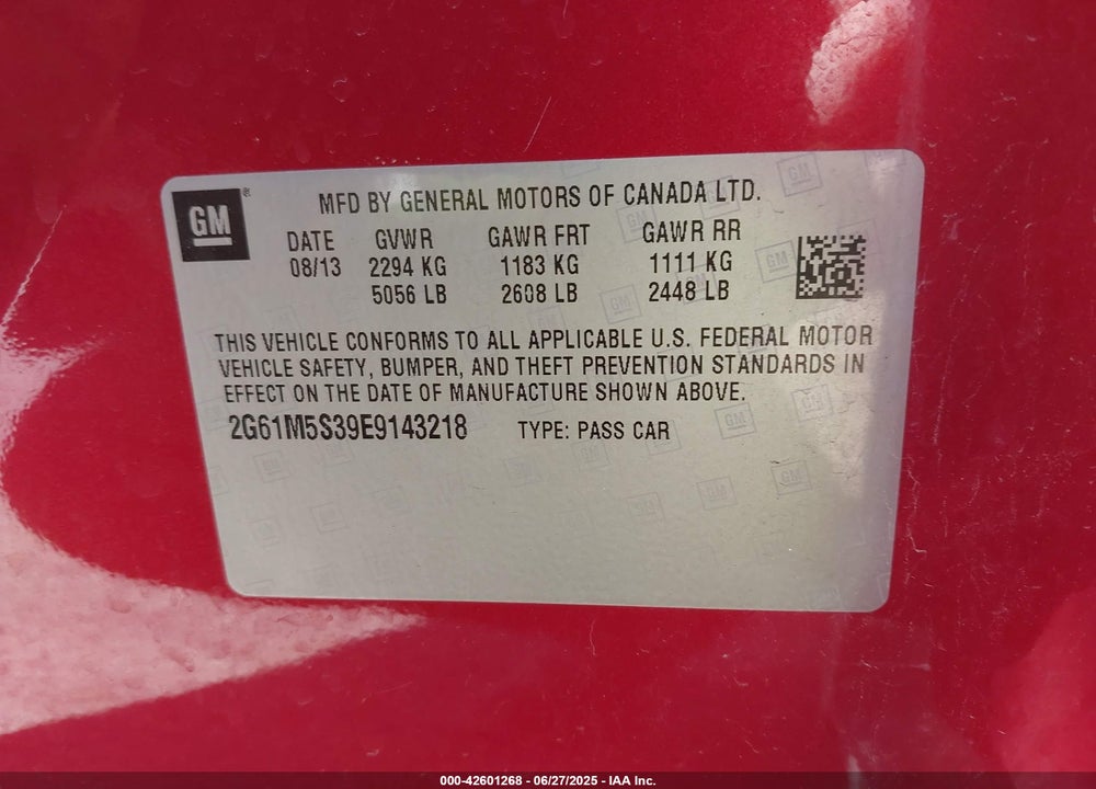 2014 CADILLAC XTS LUXURY VIN: 2G61M5S39E9143218