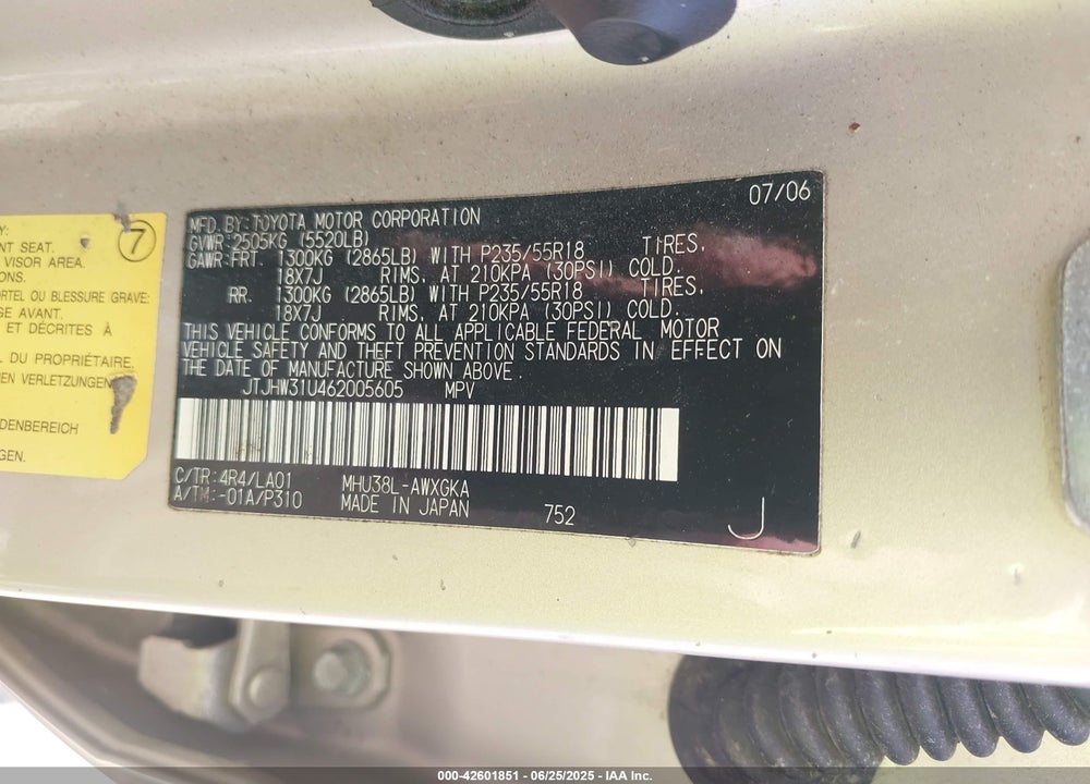 2006 LEXUS RX VIN: JTJHW31U462005605
