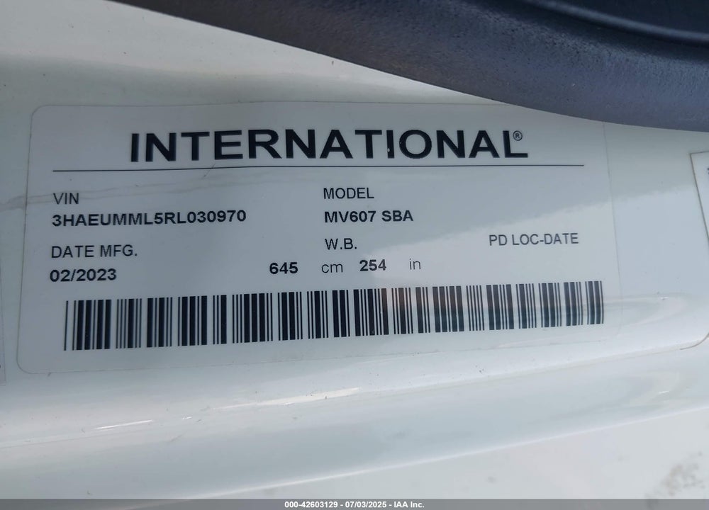 2024 INTERNATIONAL MV VIN: 3HAEUMML5RL030970