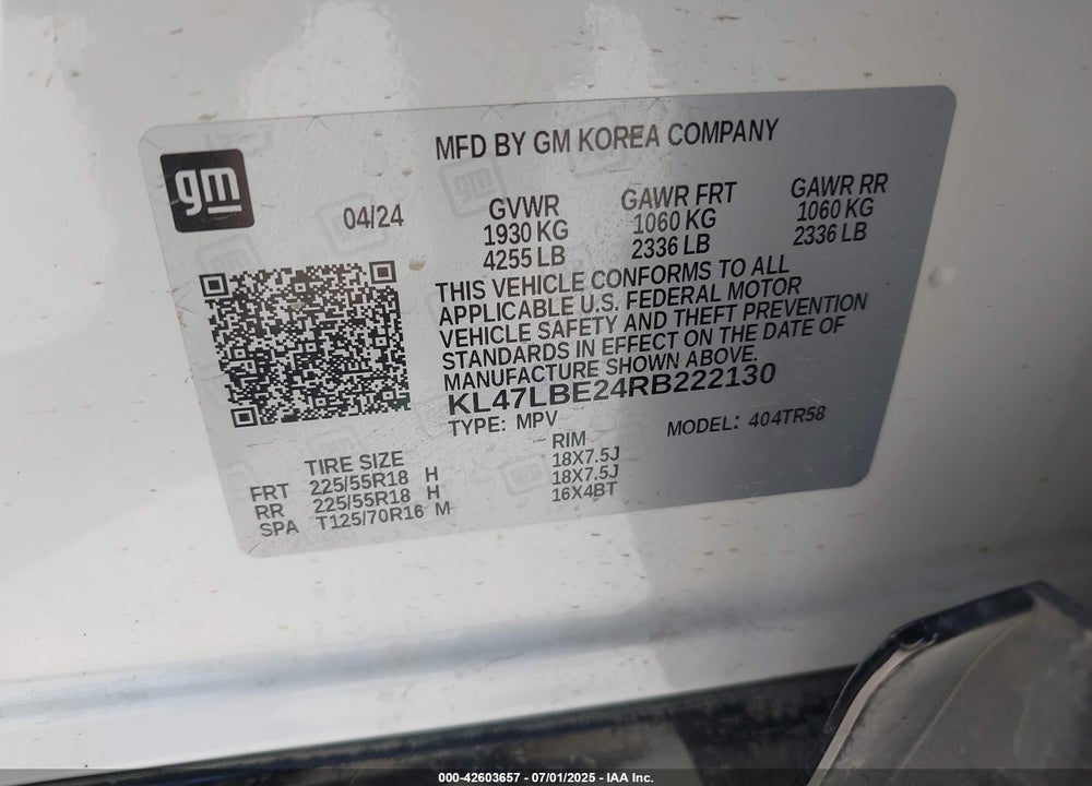2024 BUICK ENVISTA VIN: KL47LBE24RB222130