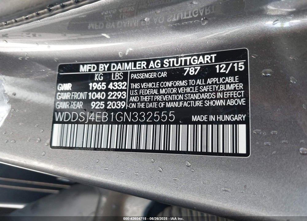 2016 MERCEDES-BENZ CLA-CLASS VIN: WDDSJ4EB1GN332555