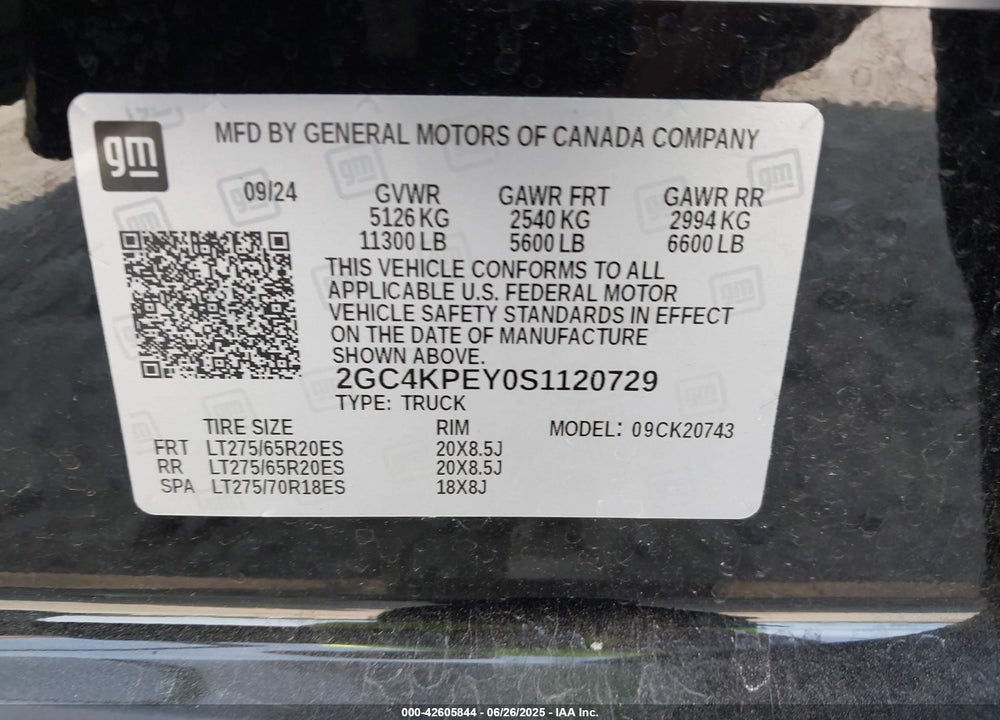 2025 CHEVROLET SILVERADO 2500HD 4WD STANDARD BED LTZ VIN: 2GC4KPEY0S1120729