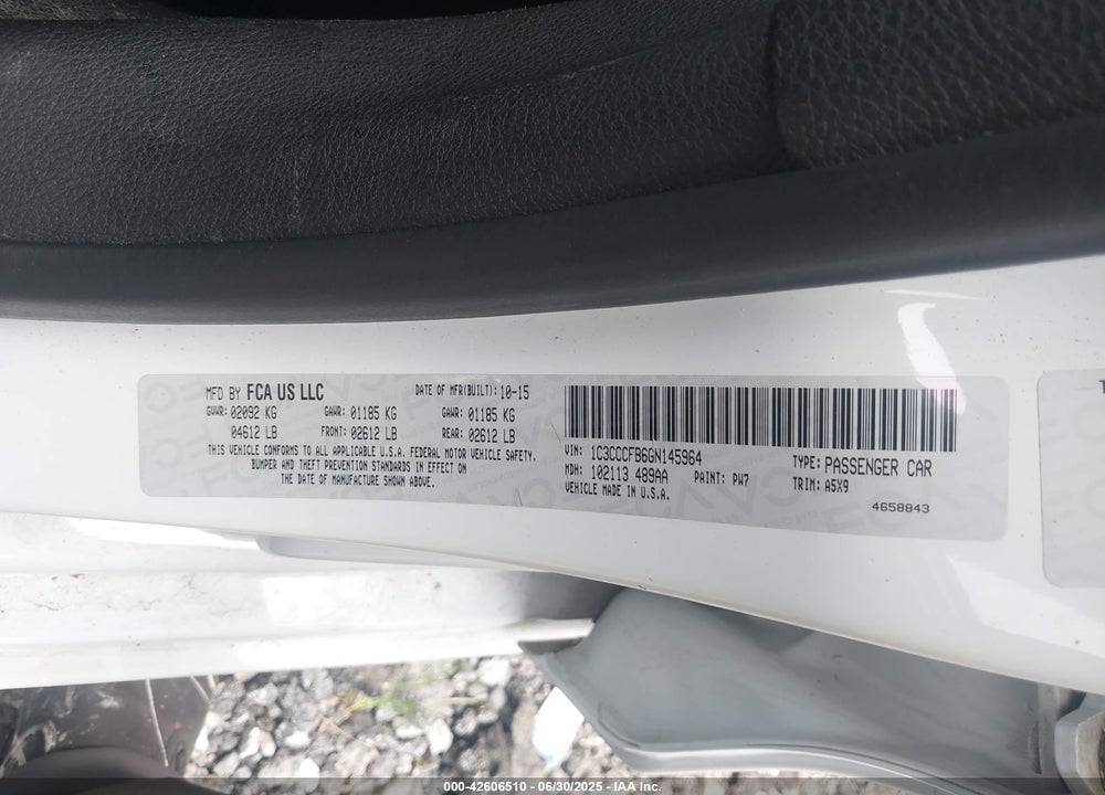 2016 CHRYSLER 200 VIN: 1C3CCCFB6GN145964