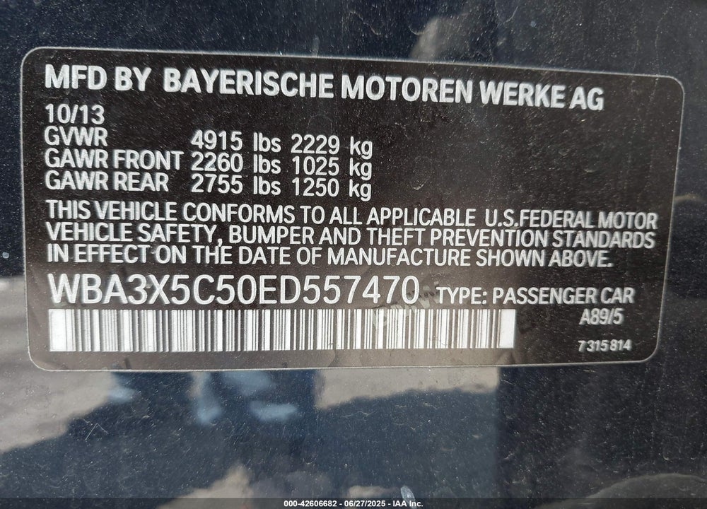 2014 BMW 328I GRAN TURISMO XDRIVE VIN: WBA3X5C50ED557470