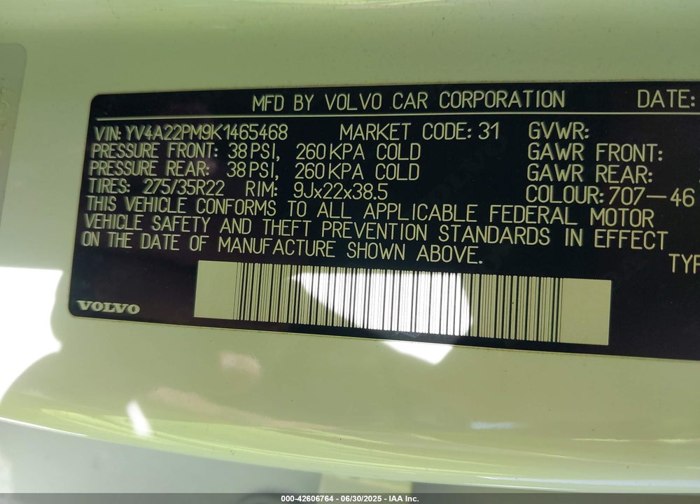 2019 VOLVO XC90 T6 R-DESIGN VIN: YV4A22PM9K1465468