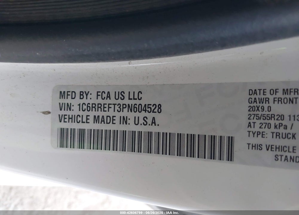 2023 RAM 1500 VIN: 1C6RREFT3PN604528