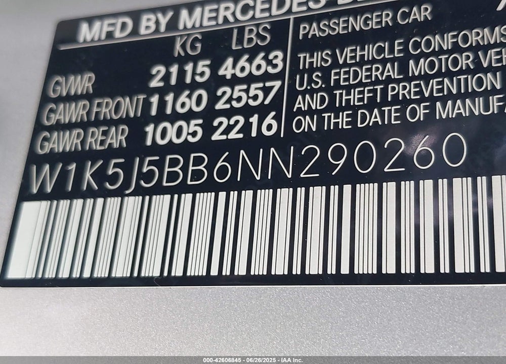 2022 MERCEDES-BENZ AMG CLA 35 VIN: W1K5J5BB6NN290260