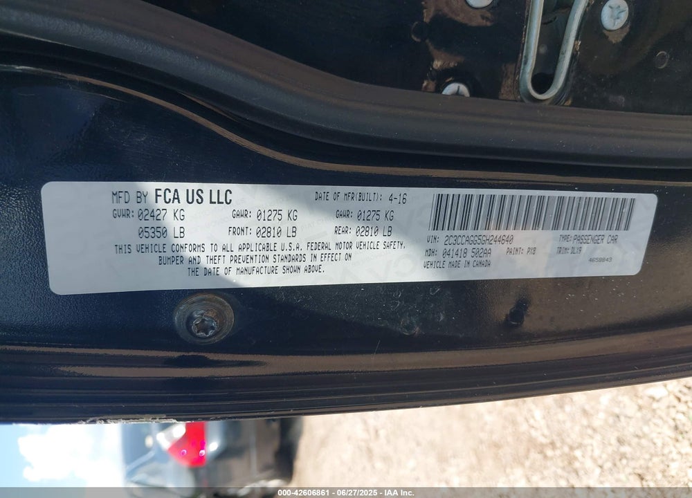 2016 CHRYSLER 300 VIN: 2C3CCAGG5GH244640