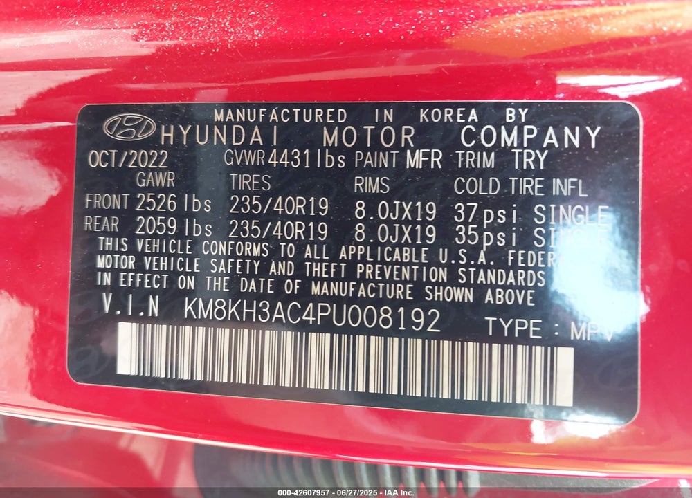 2023 HYUNDAI KONA N VIN: KM8KH3AC4PU008192