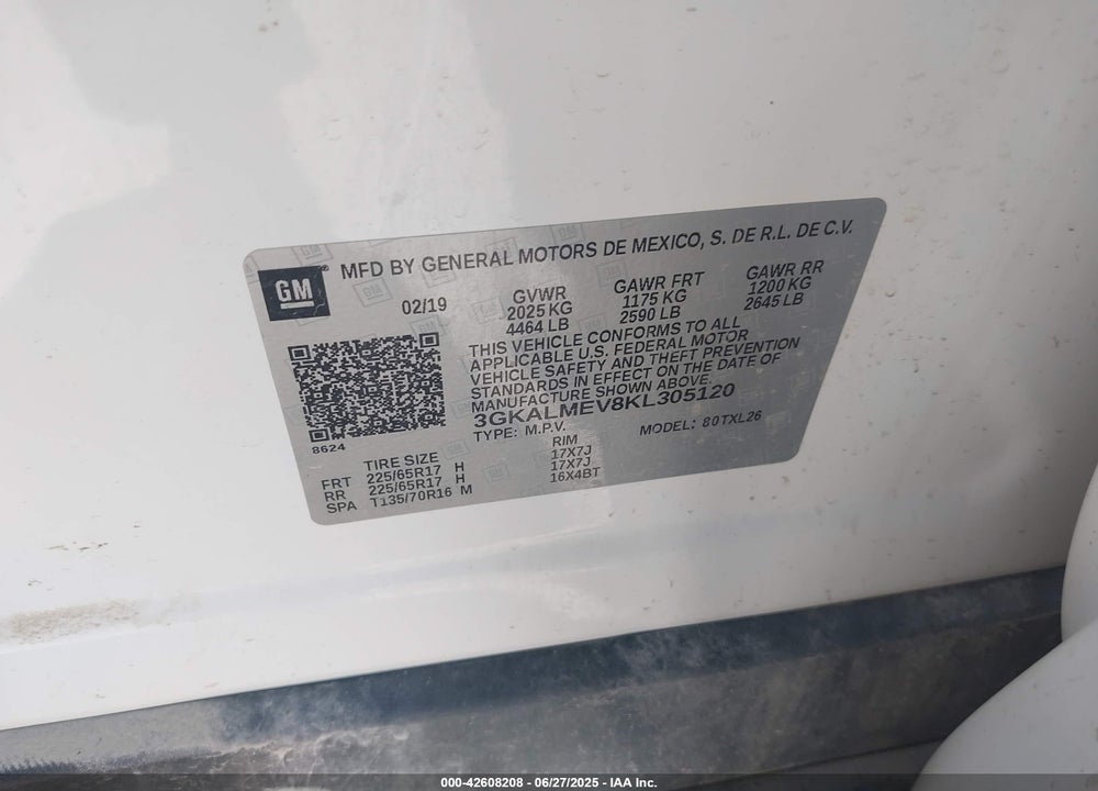 2019 GMC TERRAIN VIN: 3GKALMEV8KL305120