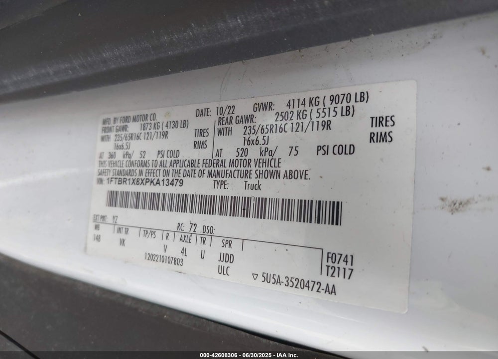 2023 FORD TRANSIT-250 VIN: 1FTBR1X8XPKA13479