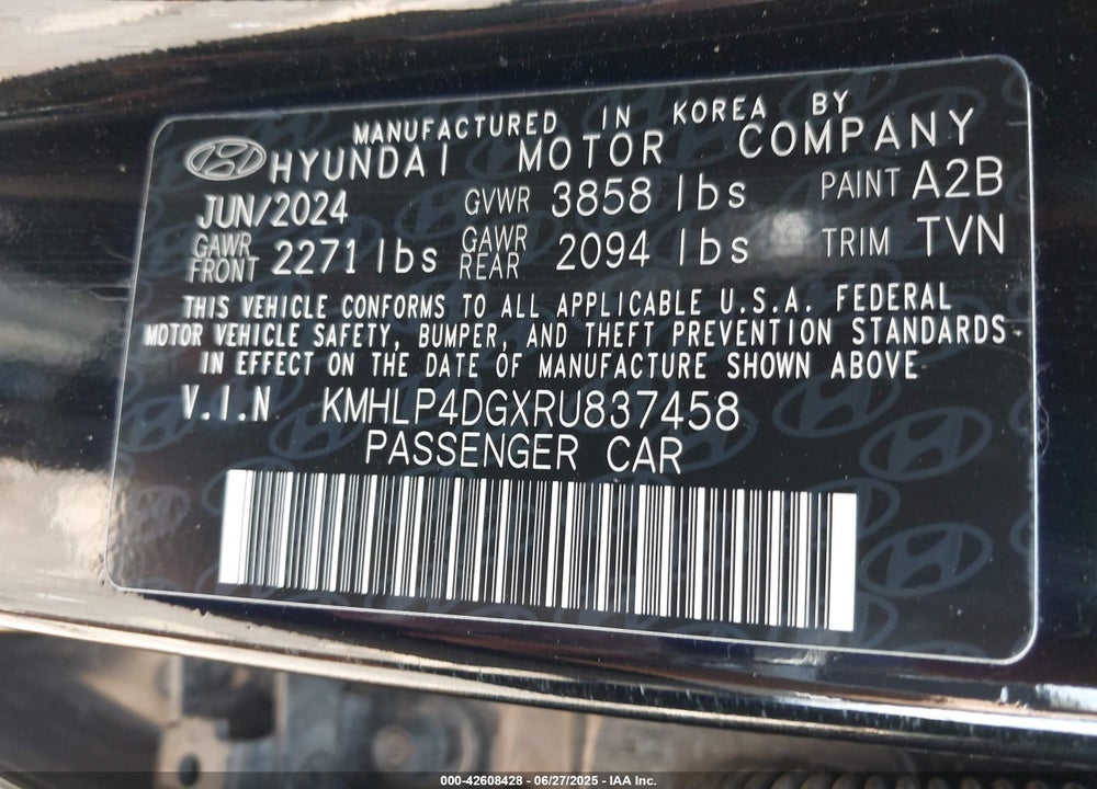 2024 HYUNDAI ELANTRA LIMITED VIN: KMHLP4DGXRU837458
