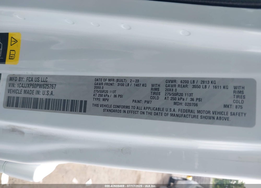 2023 JEEP WRANGLER 4XE HIGH ALTITUDE 4X4 VIN: 1C4JJXP60PW625767