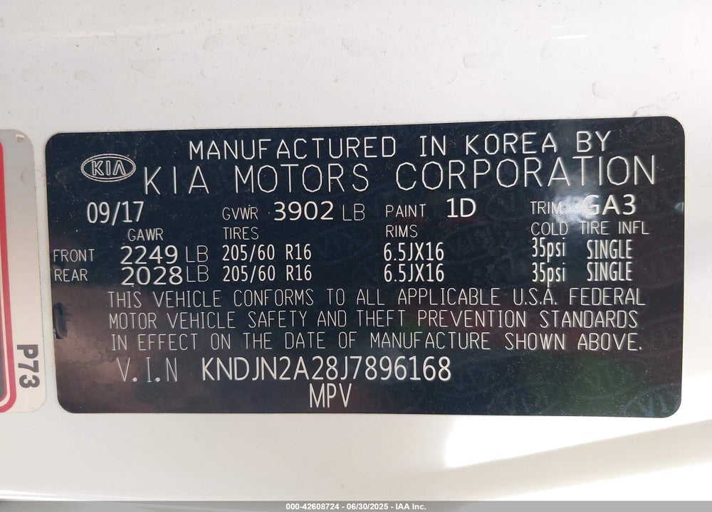 2018 KIA SOUL VIN: KNDJN2A28J7896168