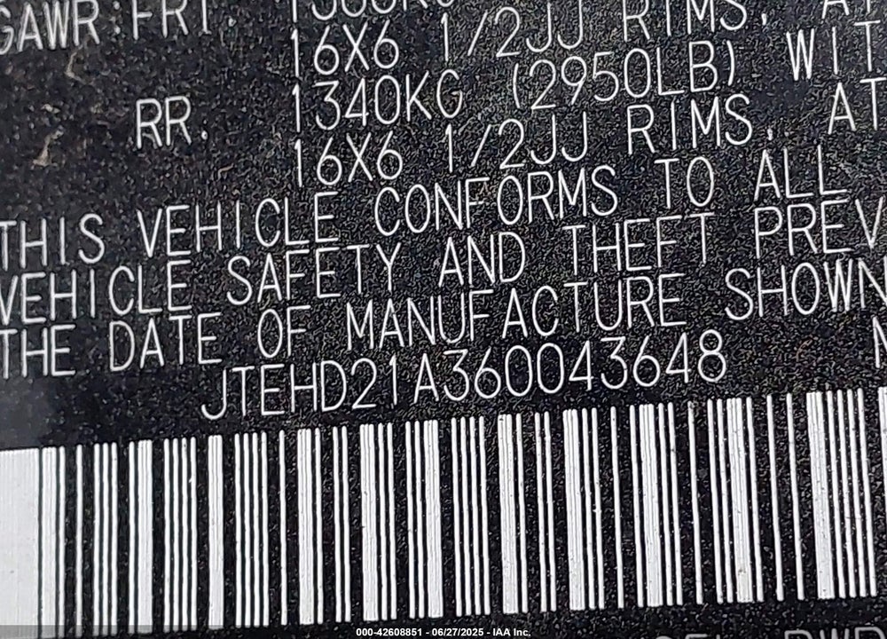 2006 TOYOTA HIGHLANDER VIN: JTEHD21A360043648