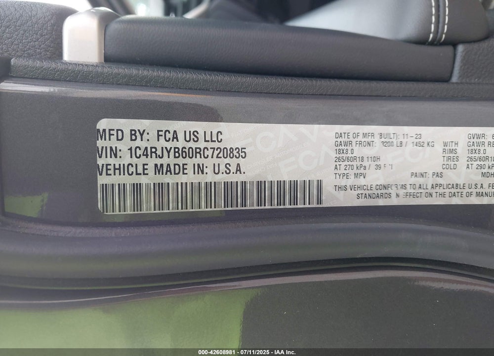 2024 JEEP GRAND CHEROKEE 4XE VIN: 1C4RJYB60RC720835
