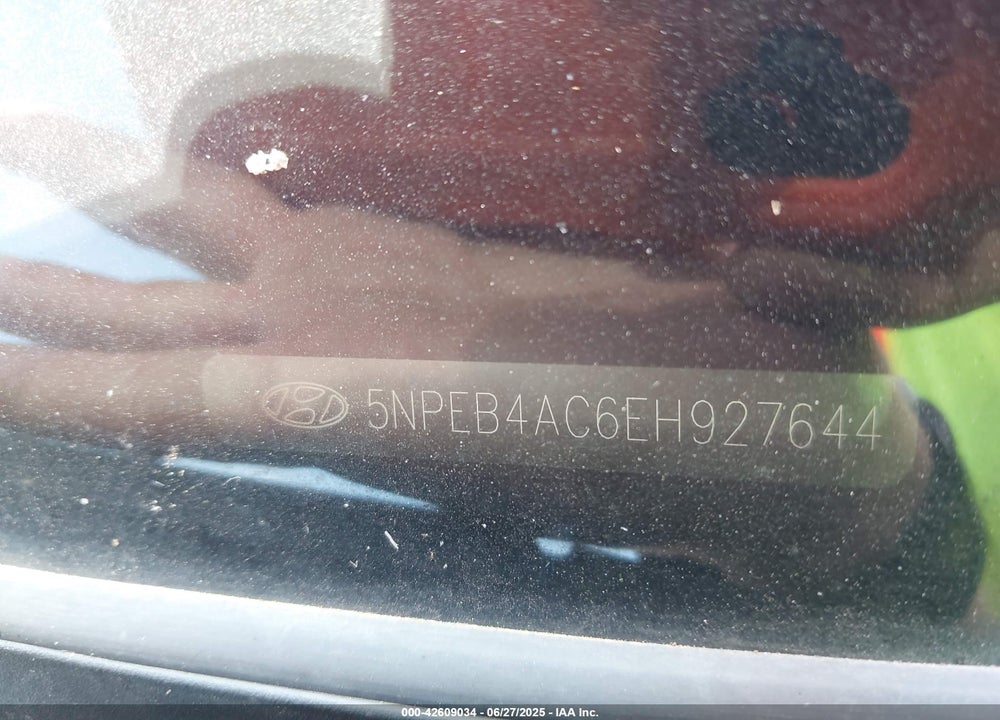 2014 HYUNDAI SONATA VIN: 5NPEB4AC6EH927644