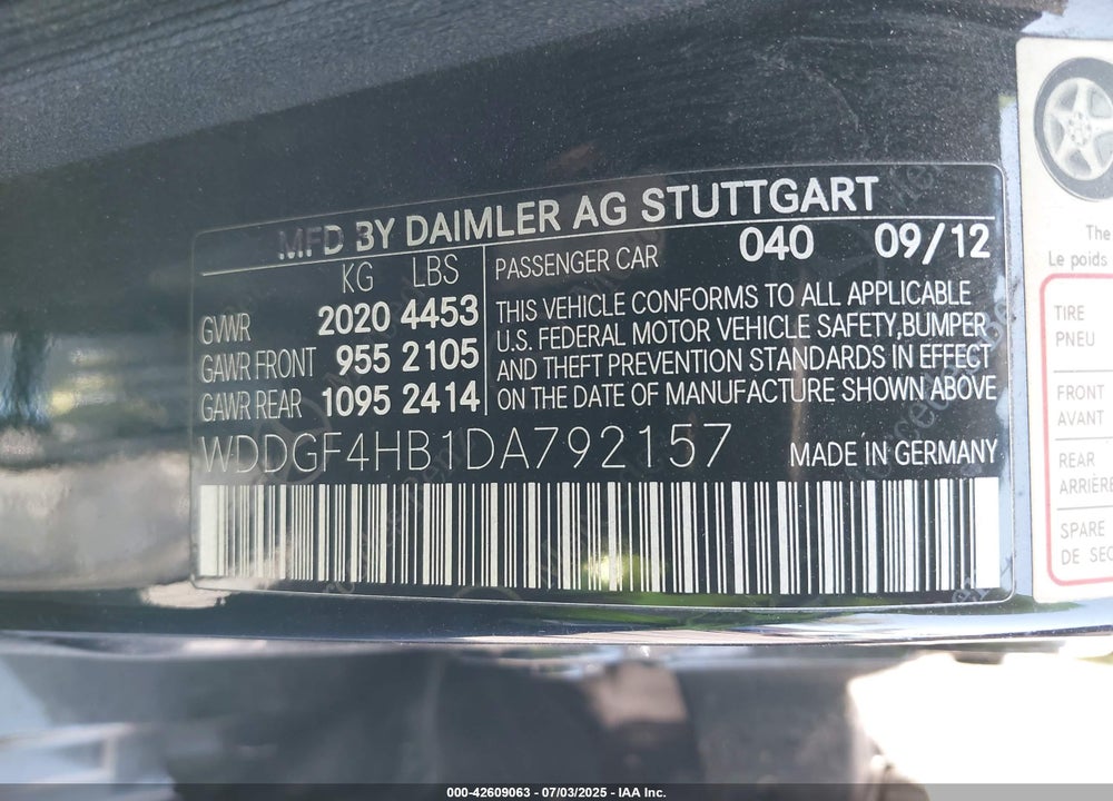 2013 MERCEDES-BENZ C CLASS VIN: WDDGF4HB1DA792157