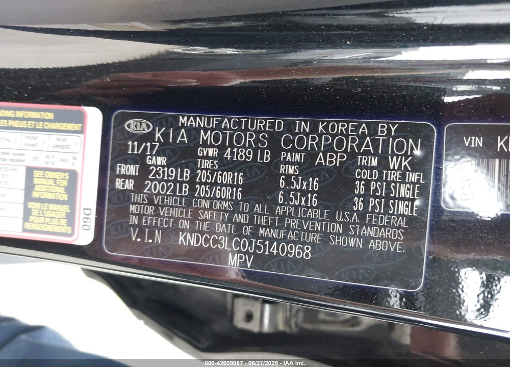 2018 KIA NIRO VIN: KNDCC3LC0J5140968