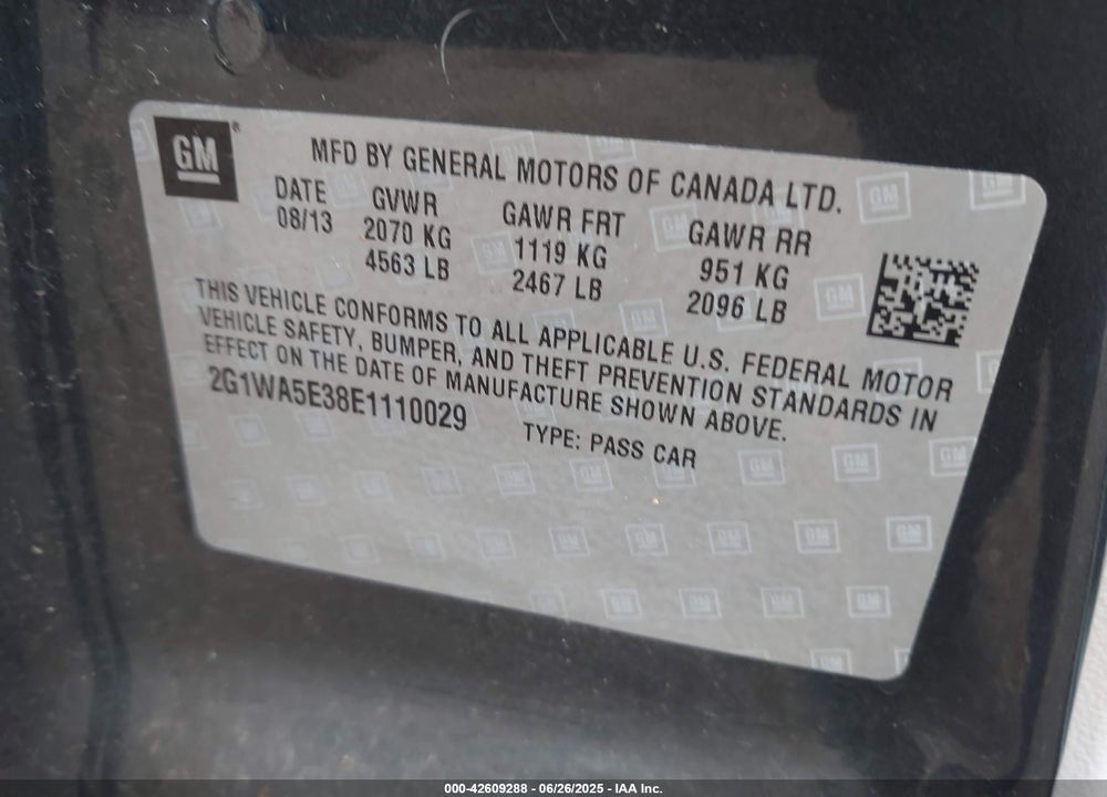 2014 CHEVROLET IMPALA LIMITED VIN: 2G1WA5E38E1110029