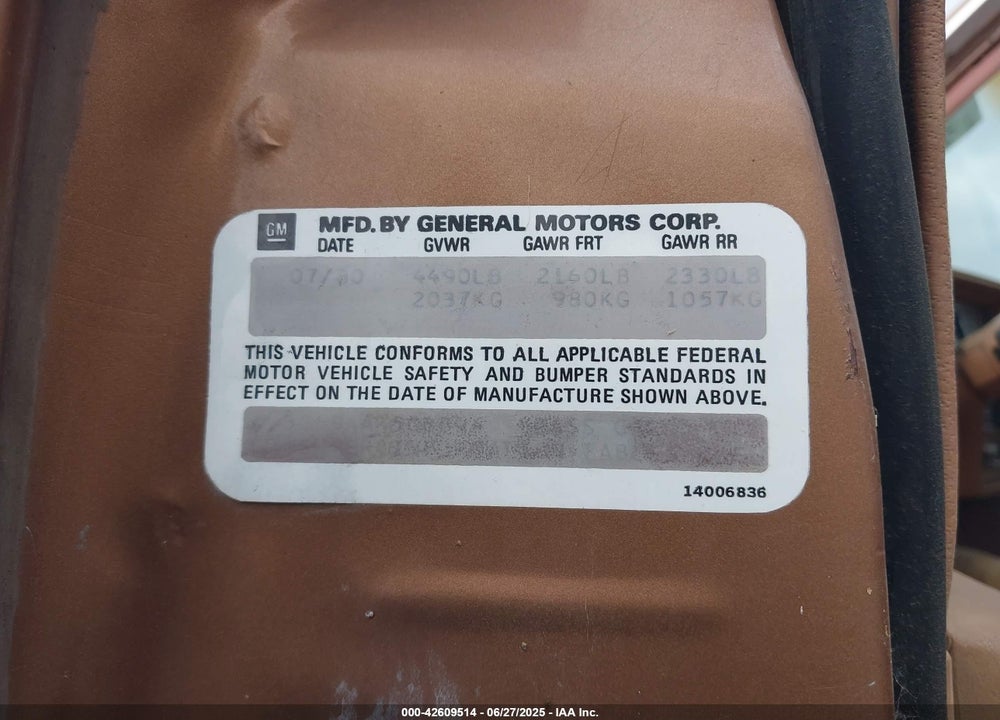 1980 OLDSMOBILE 88 OLD CUTLASS VIN: 3G69AAR508844