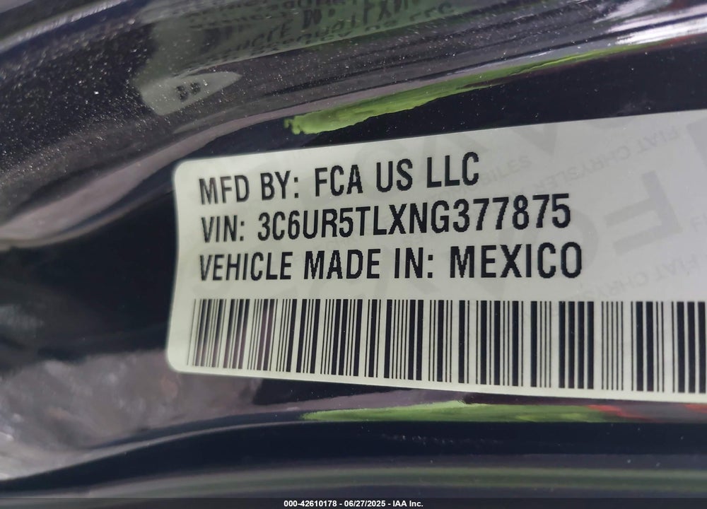 2022 RAM 2500 VIN: 3C6UR5TLXNG377875