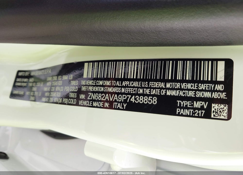 2023 MASERATI GRECALE VIN: ZN682AVA9P7438858