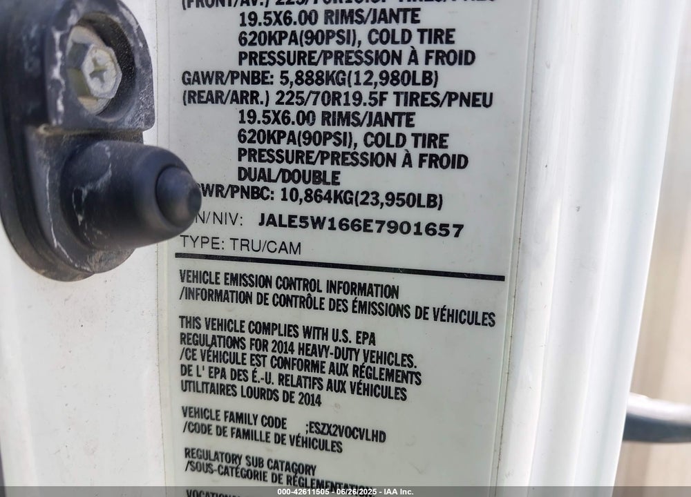2014 ISUZU DSL REG AT VIN: JALE5W166E7901657